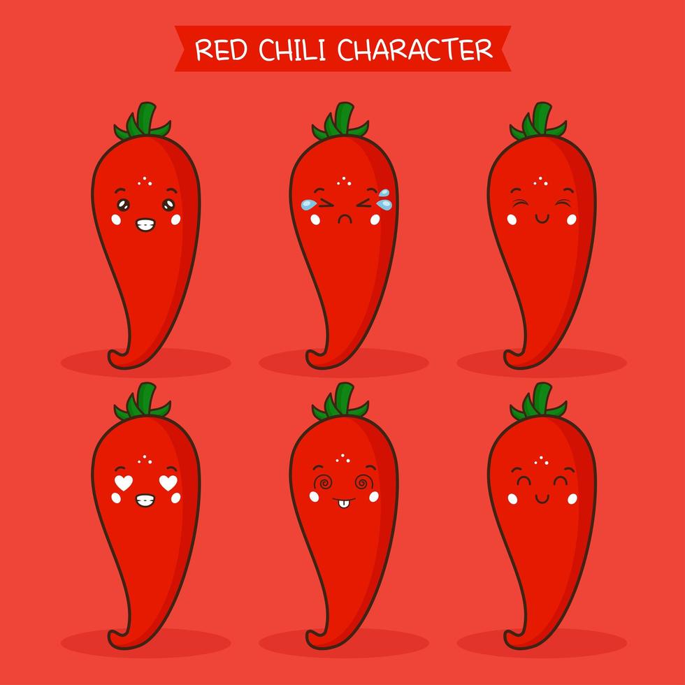 Cute Chili Characters Set vector