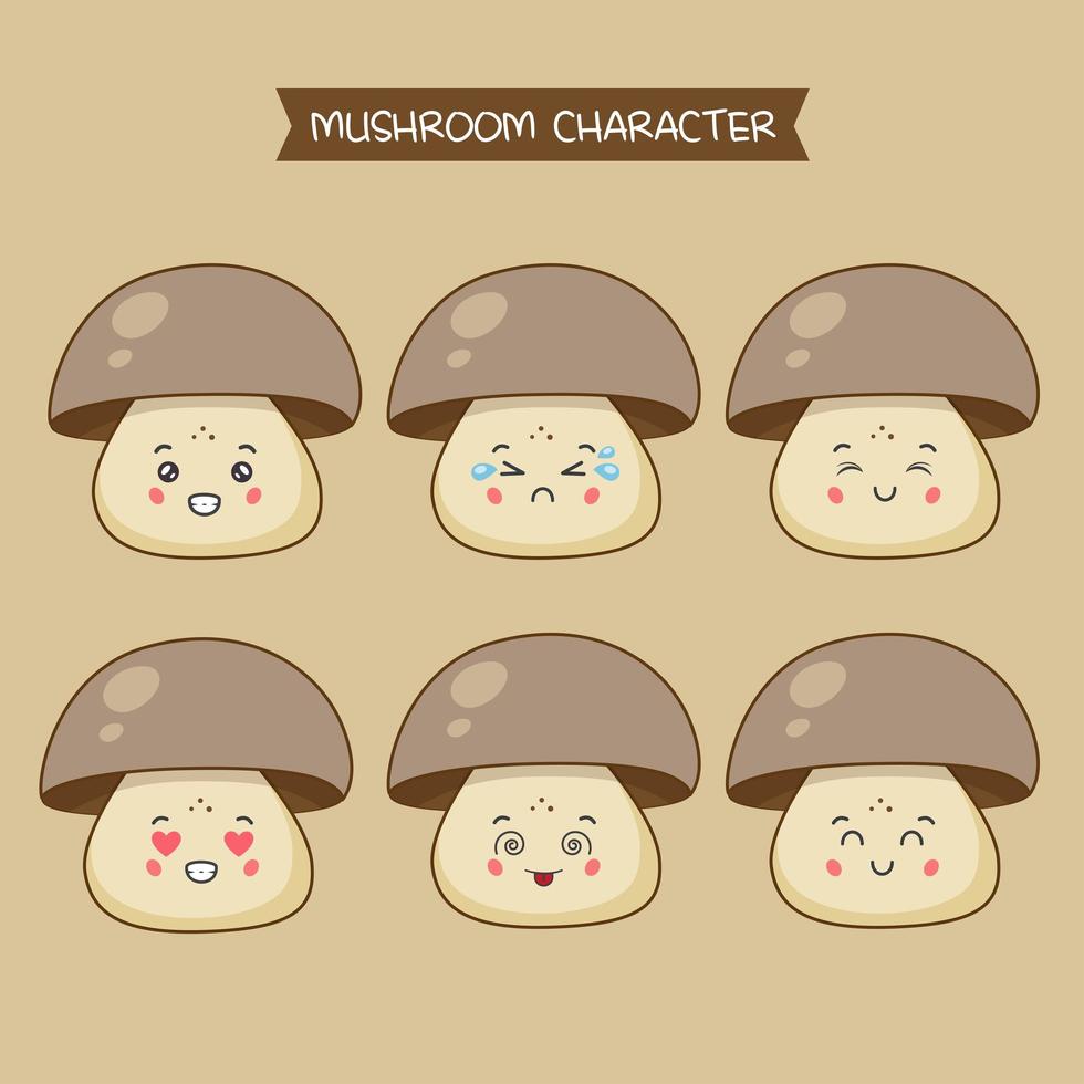 Cute Mushroom Characters Set vector