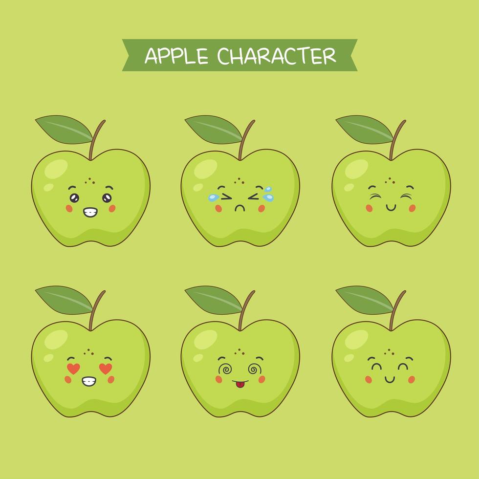 Cute Apple Characters Set vector