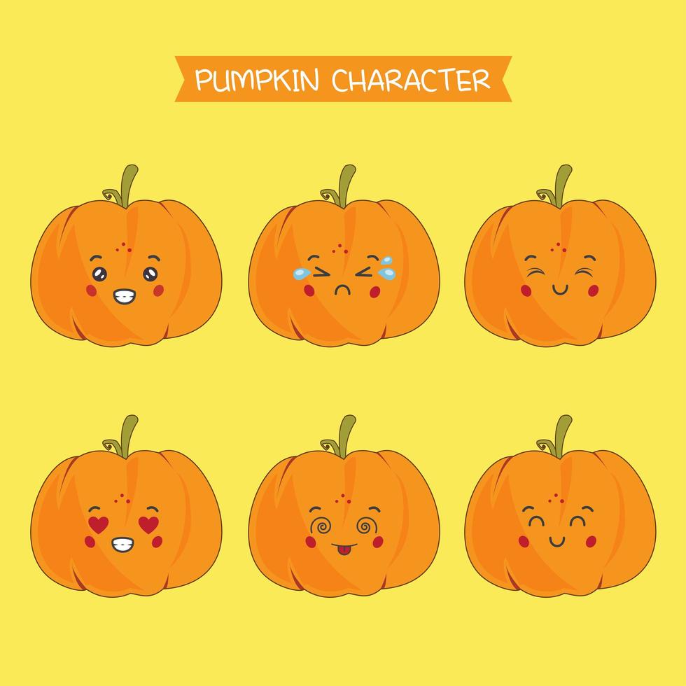 Cute Pumpkin Characters Set vector