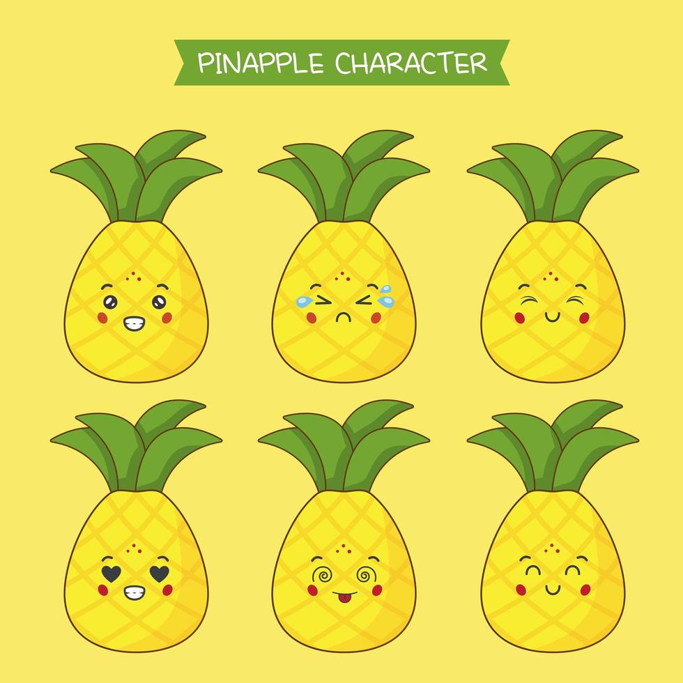 Cute Pinapple Characters Set vector