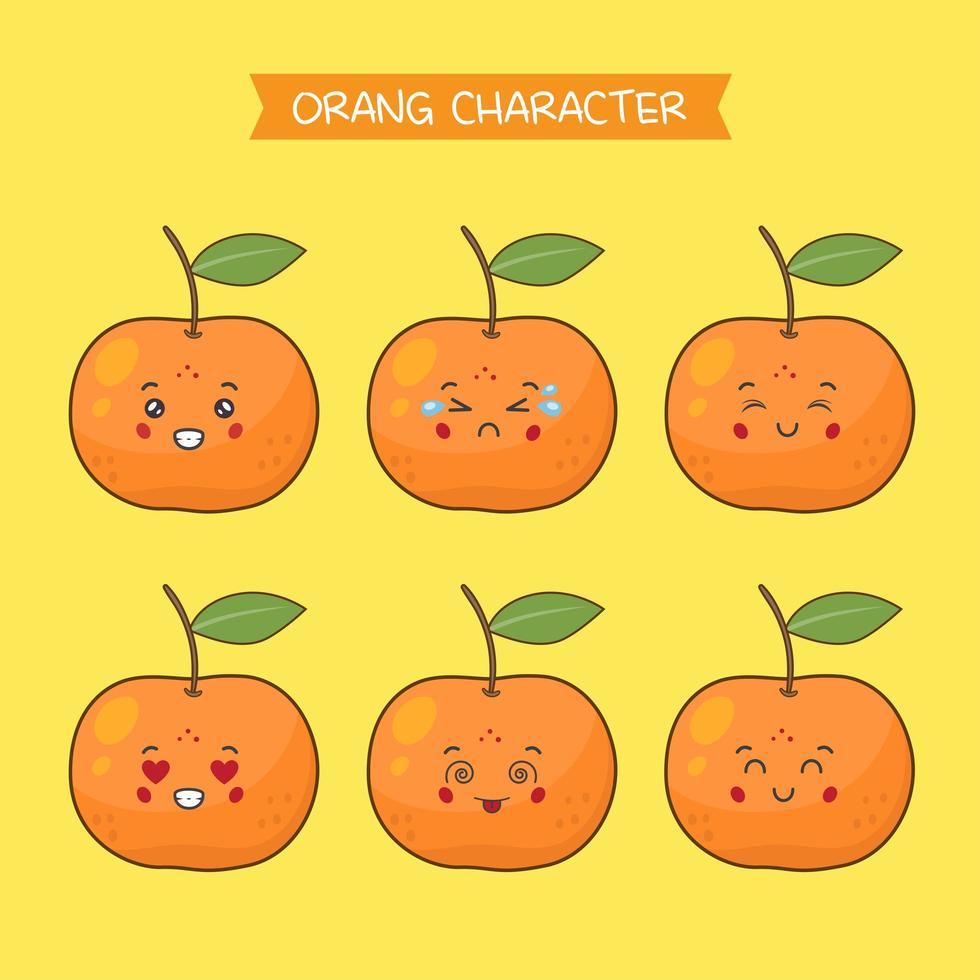 Cute Orange Characters Set vector