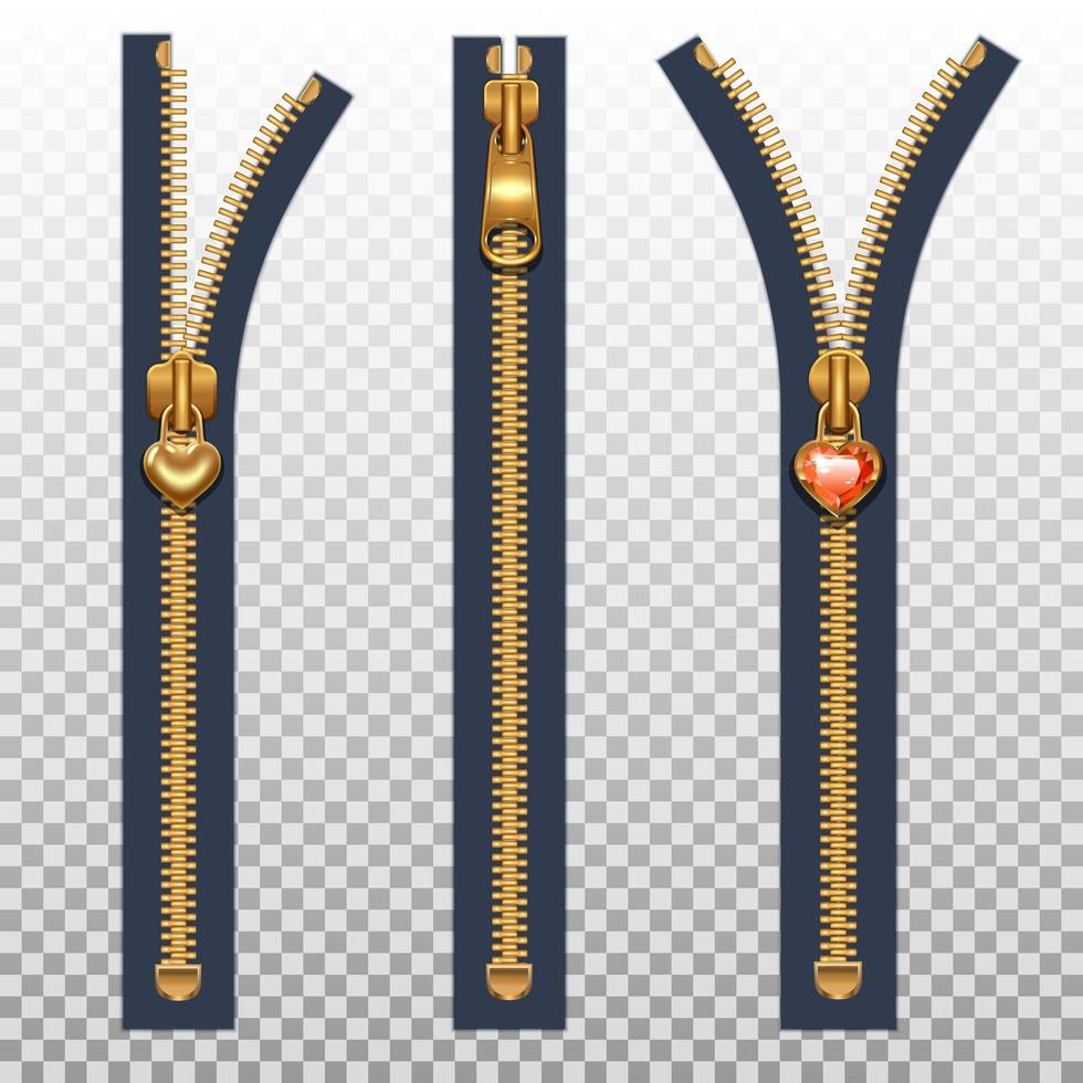Zipper with Hearts for Clothes vector