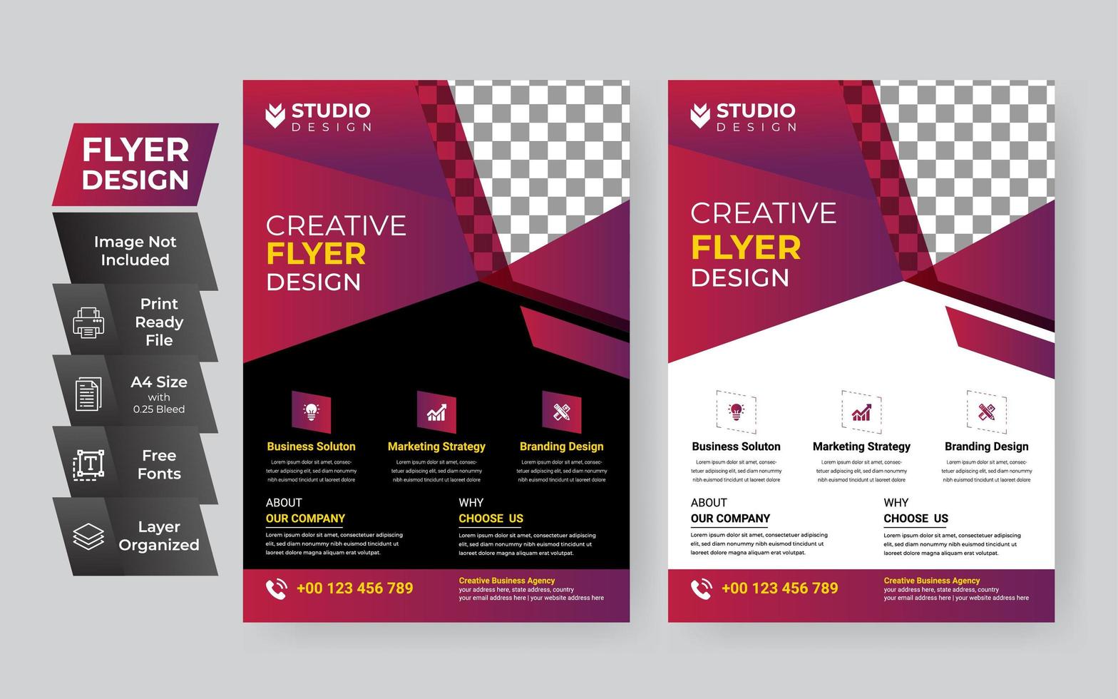 plantilla de volante creativo fucsia de la empresa vector