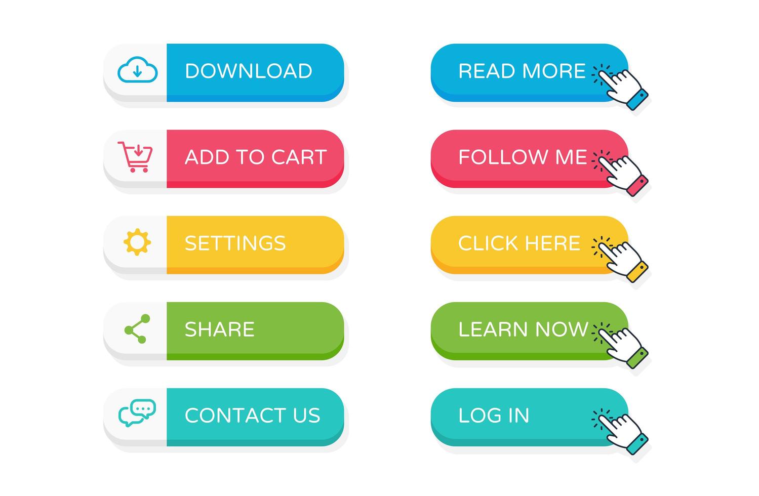 Flat website buttons vector