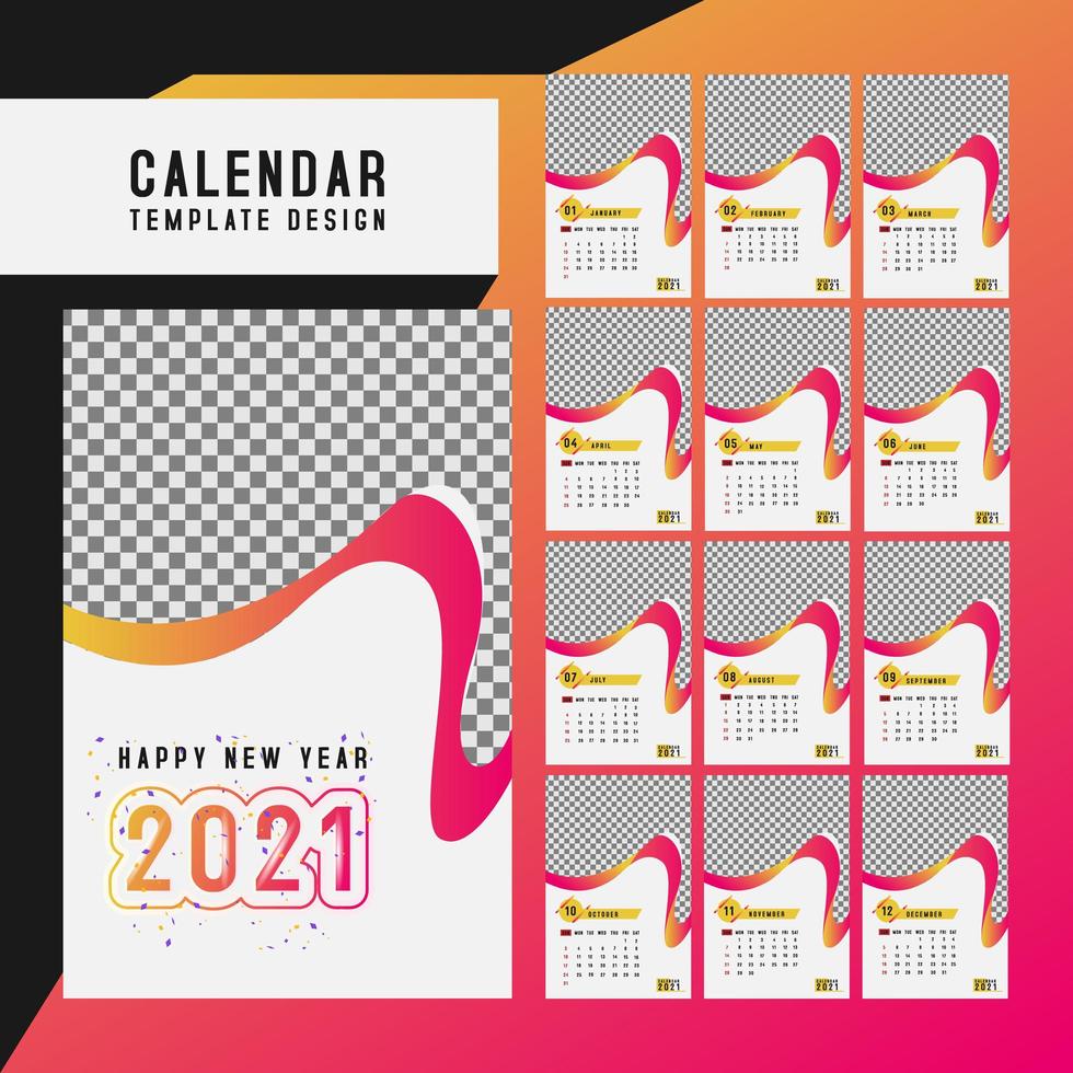 Set of desk calendar 2021 template 1222957 Vector Art at ...