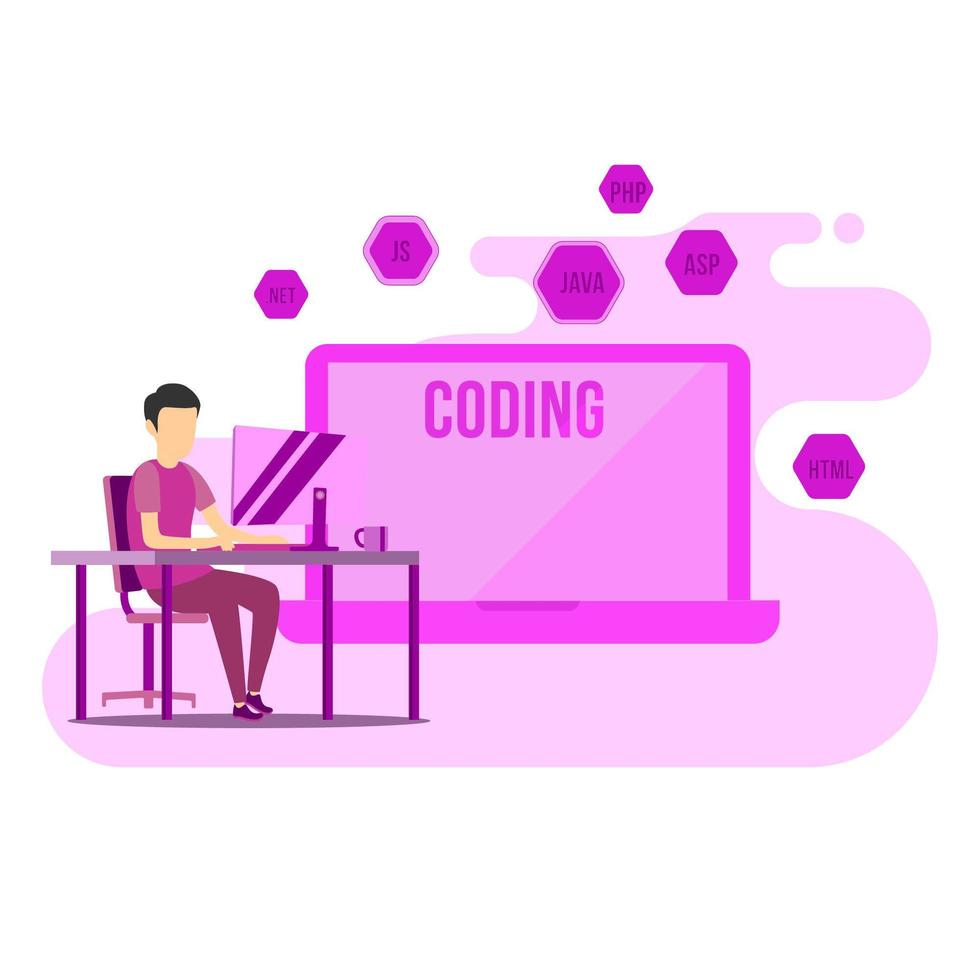 Programmer Working from Home vector