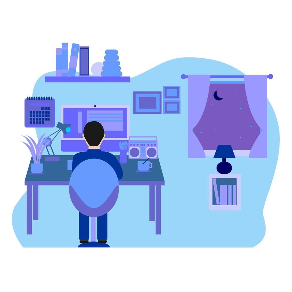 Man Working from Home vector