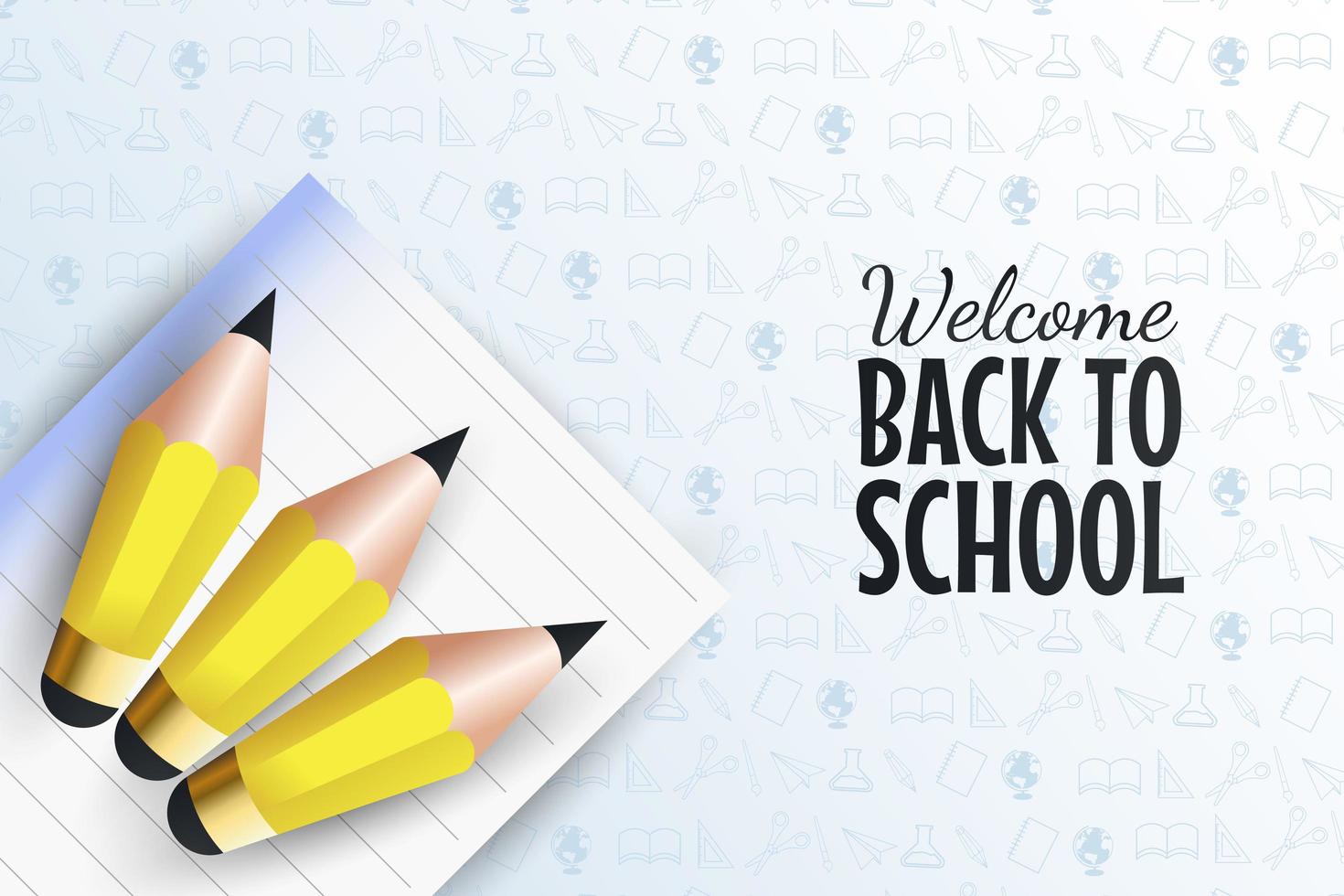 Back to school template with pencils on paper vector