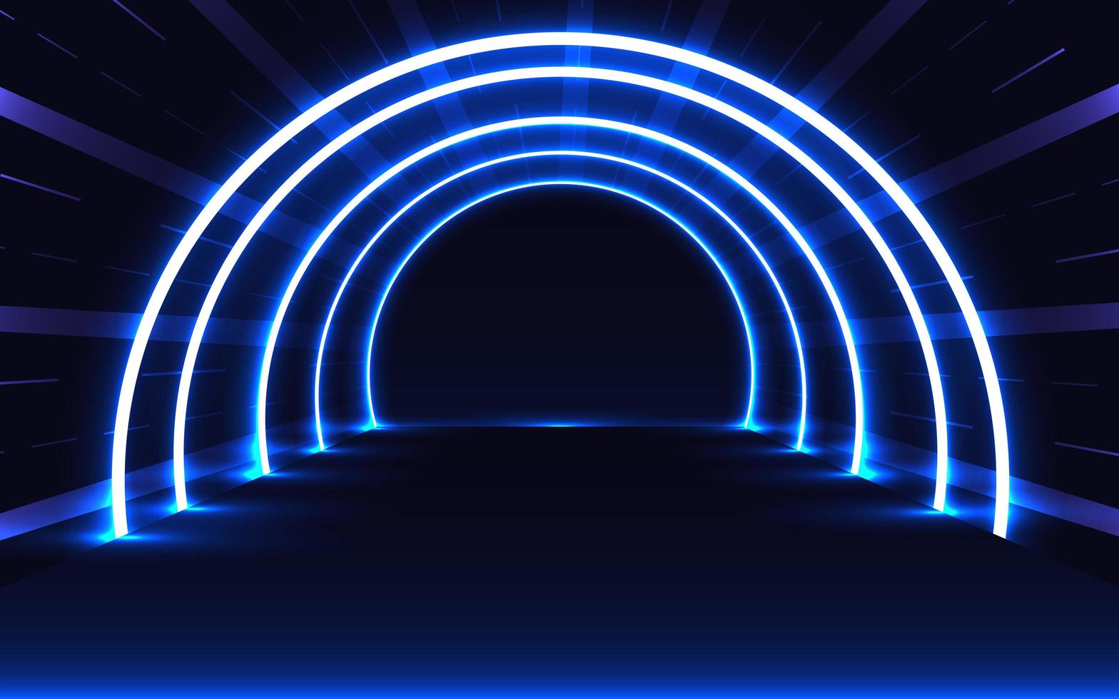 Blue neon glowing tunnel vector