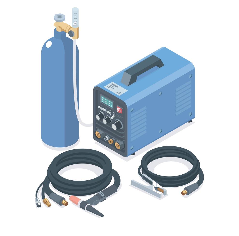 Tig argon welding machine set  vector