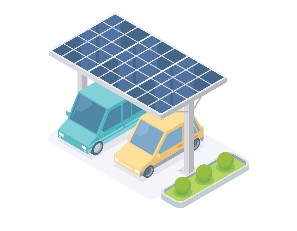 Solar cell car garage  vector