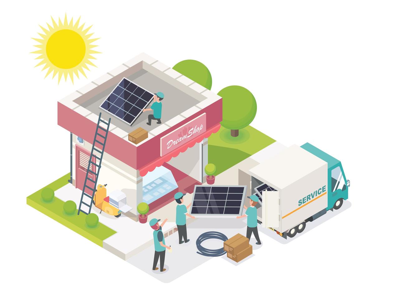 Solar cell team service  vector