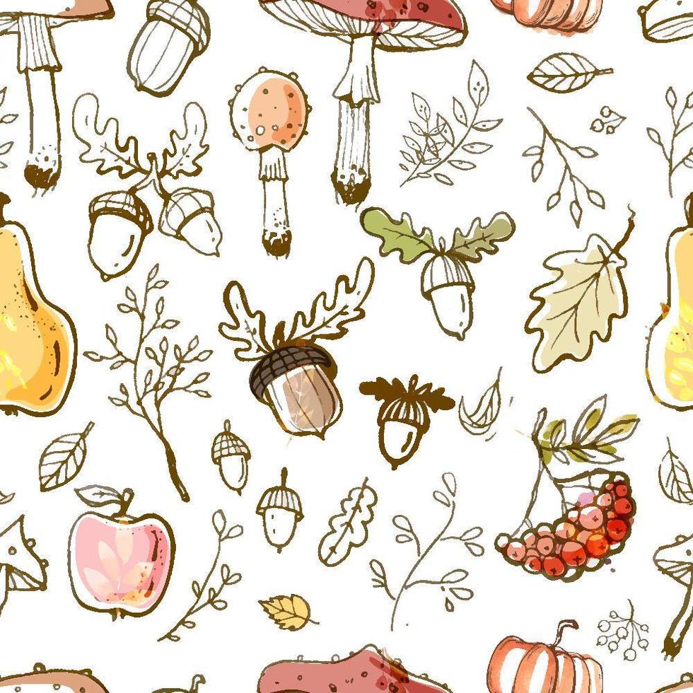 Autumn Hand Drawn Seamless Pattern vector