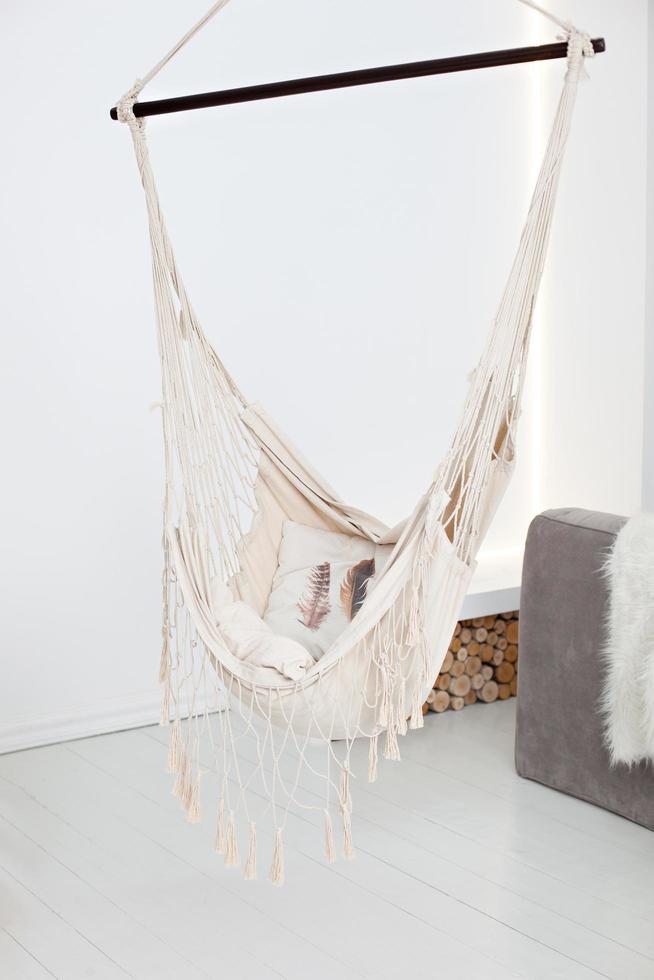 Modern hammock in living room interior photo