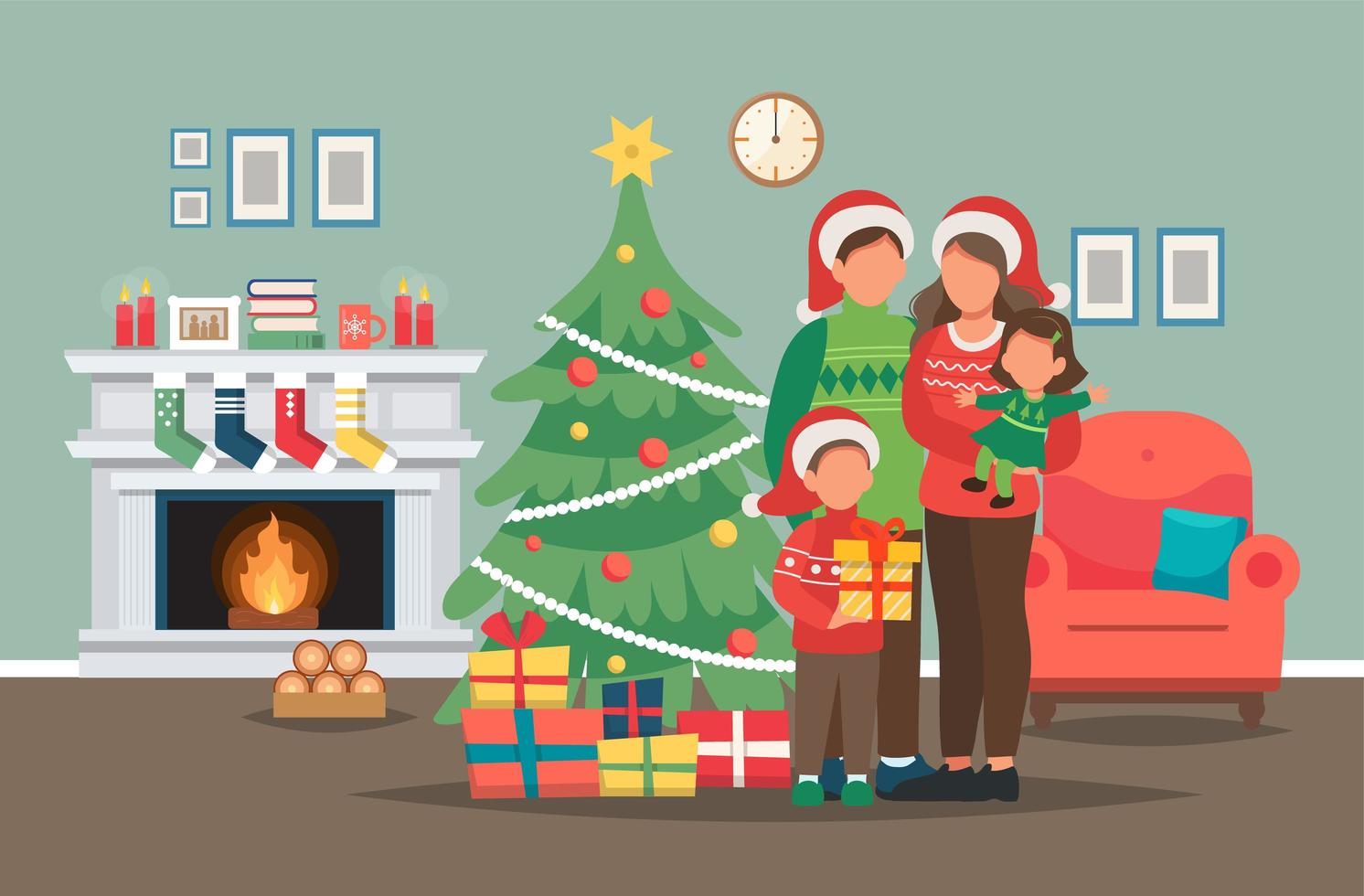 Albero Di Natale Con Foto Di Famiglia.Famiglia Che Propone Con L Albero Di Natale Scarica Immagini Vettoriali Gratis Grafica Vettoriale E Disegno Modelli