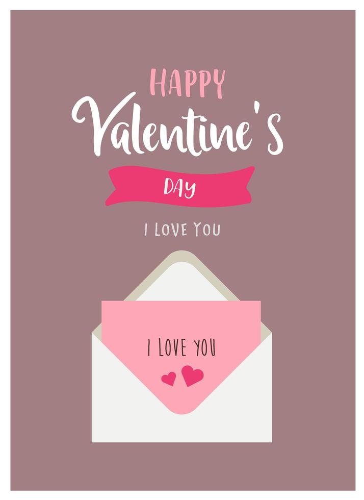 tarjeta de San Valentín con carta de amor vector