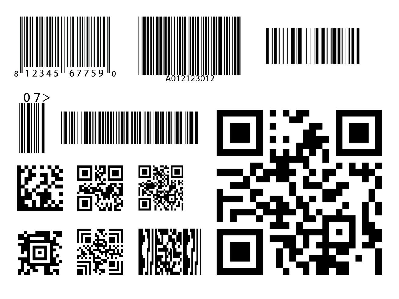 conjunto de símbolos de código de código de barras qr vector