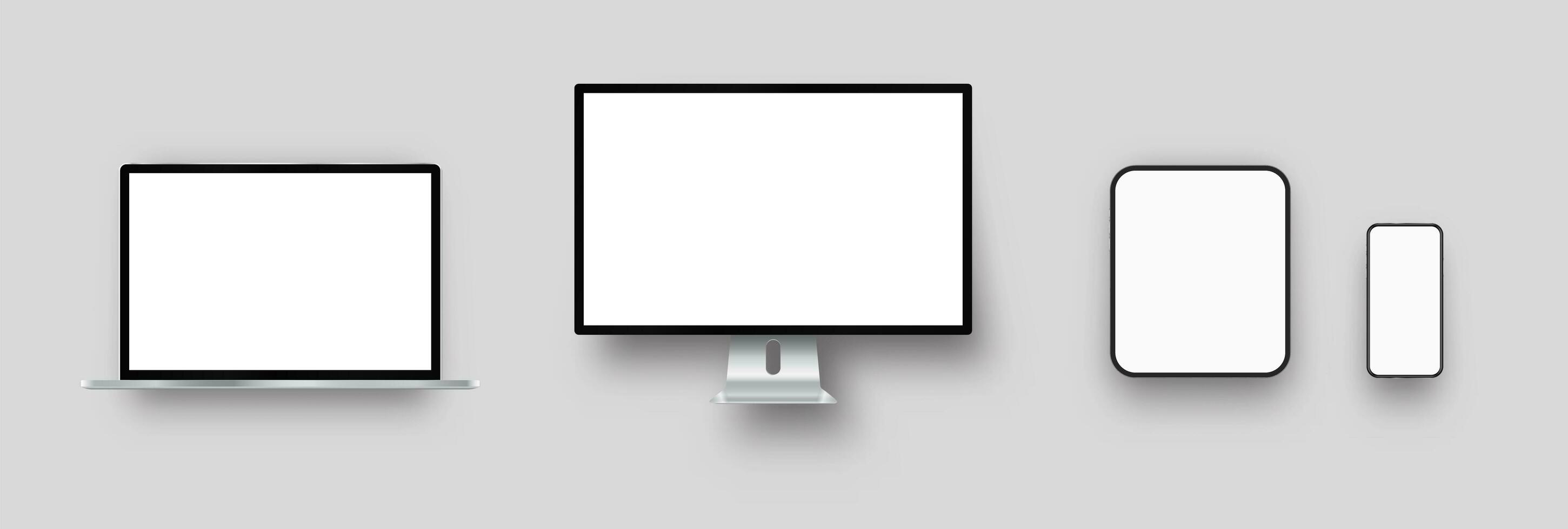 Blank phone, computer and tablet mockups vector