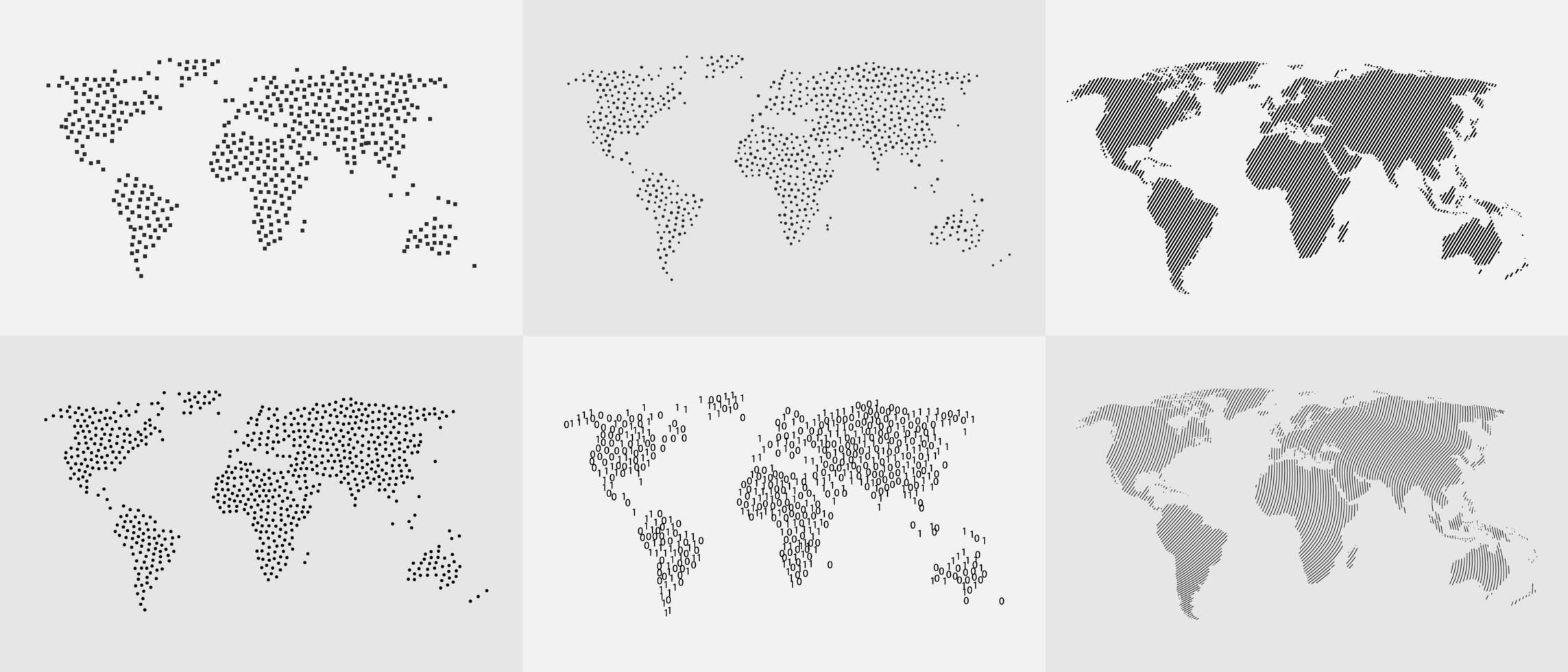 Conjunto de mapa del mundo abstracto de puntos y líneas vector