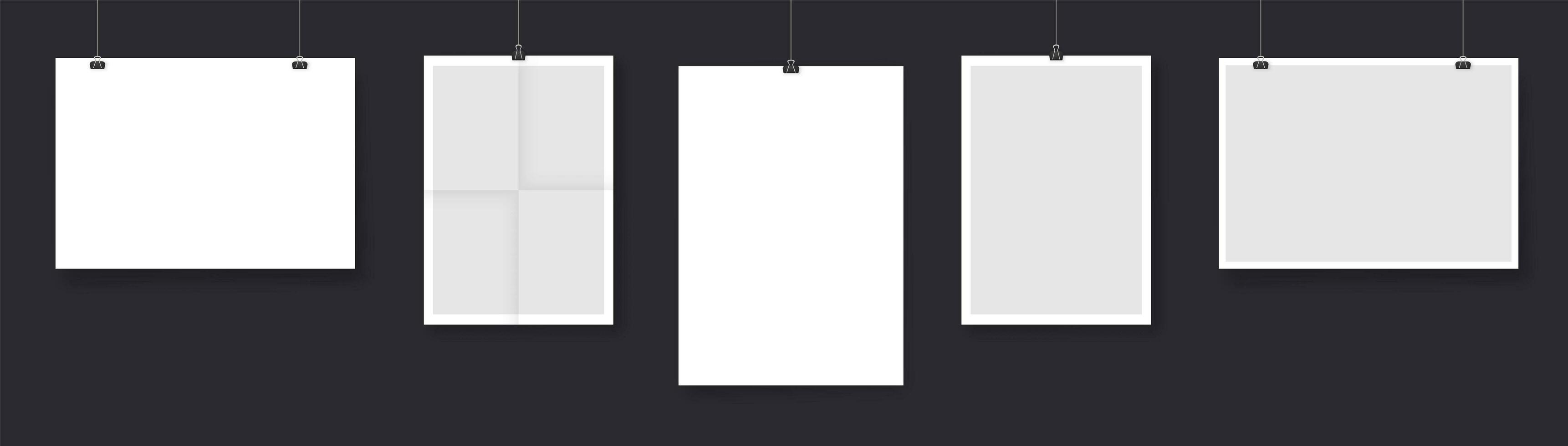 Collection of paper cards hanging on strings vector