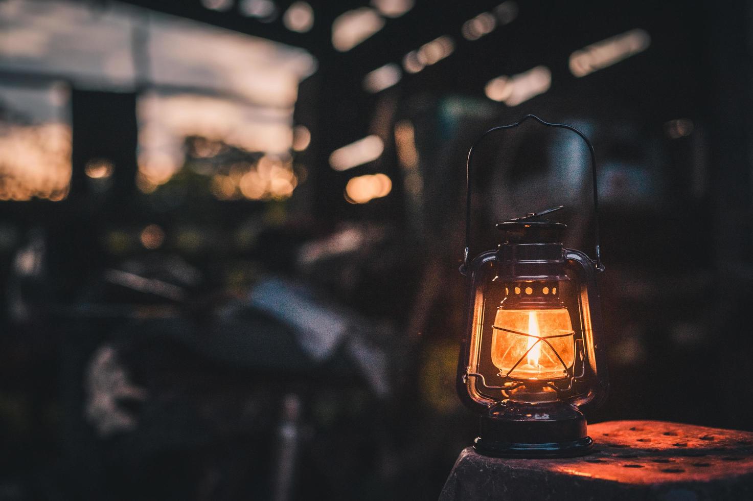 Vintage lantern in the evening photo