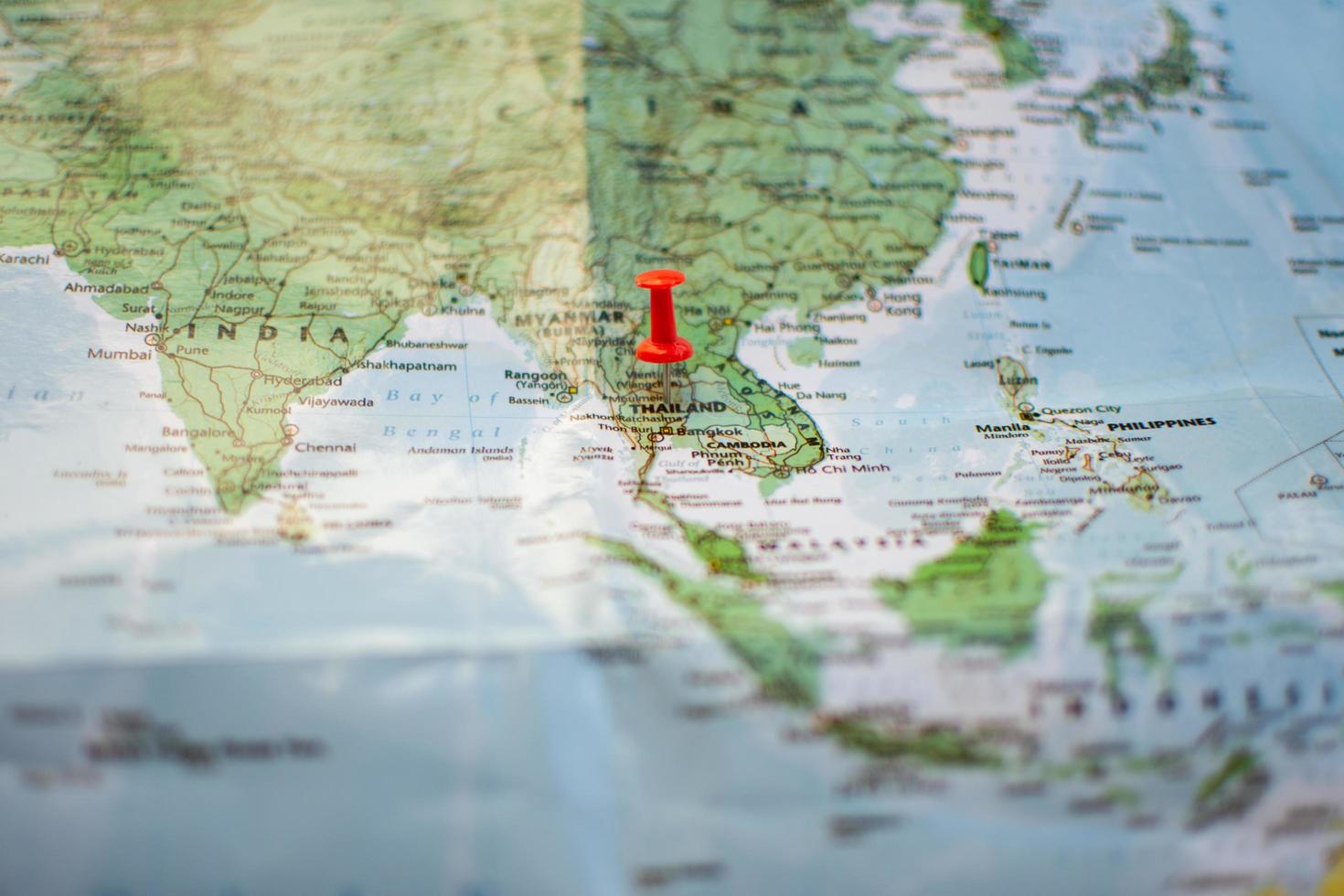Red pin on map photo