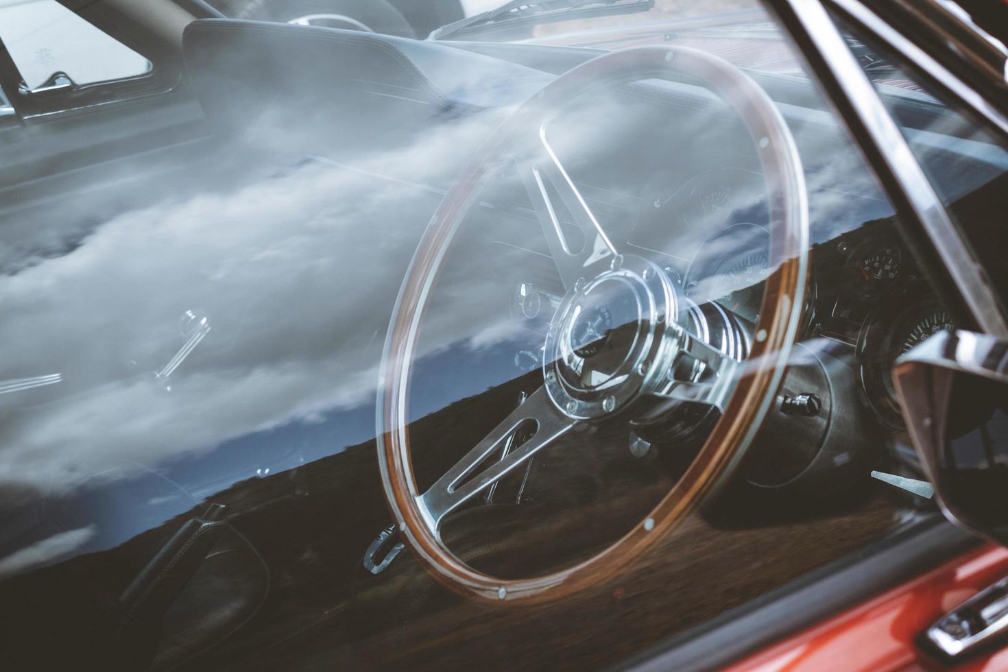 Vintage car window reflection photo