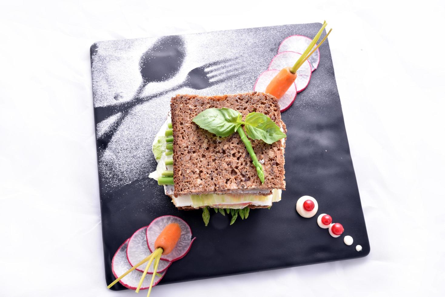 Asparagus sandwich with vegetables photo