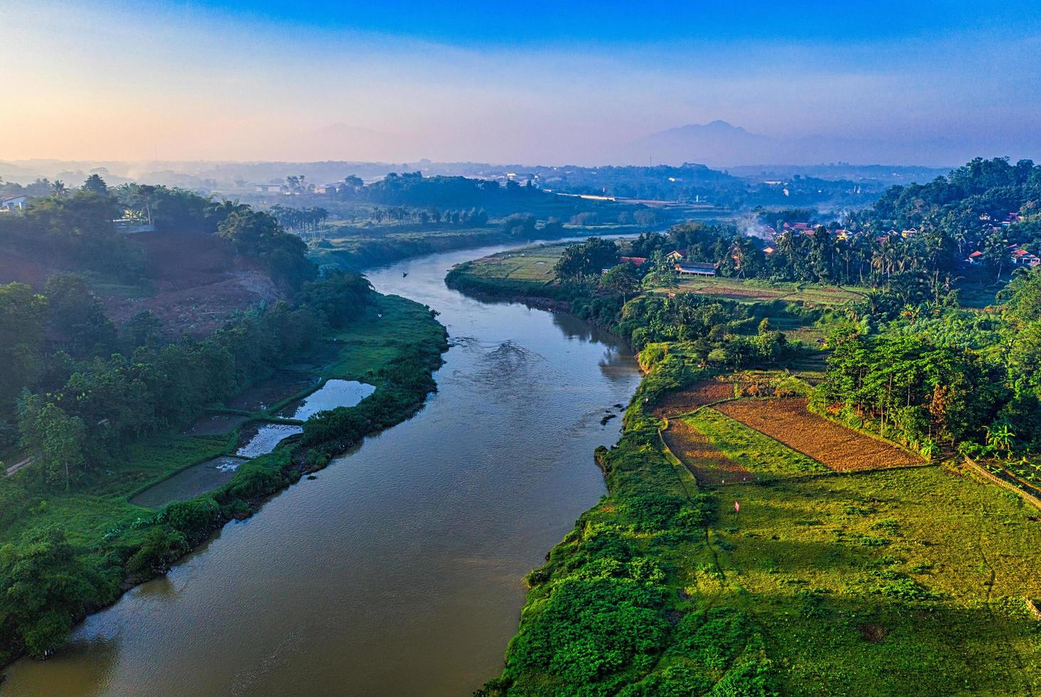 Aerial view of river in Indonesia  photo