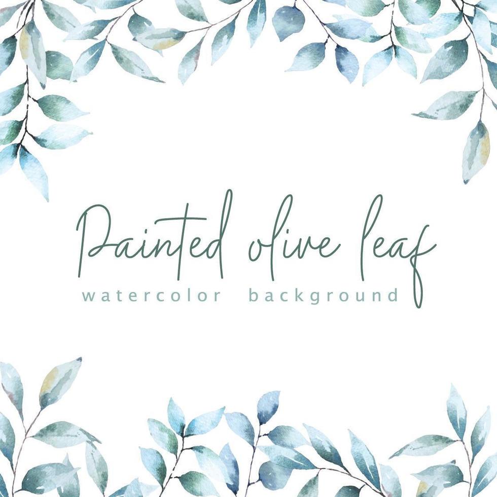 Watercolor Painted Olive Leaf Background vector