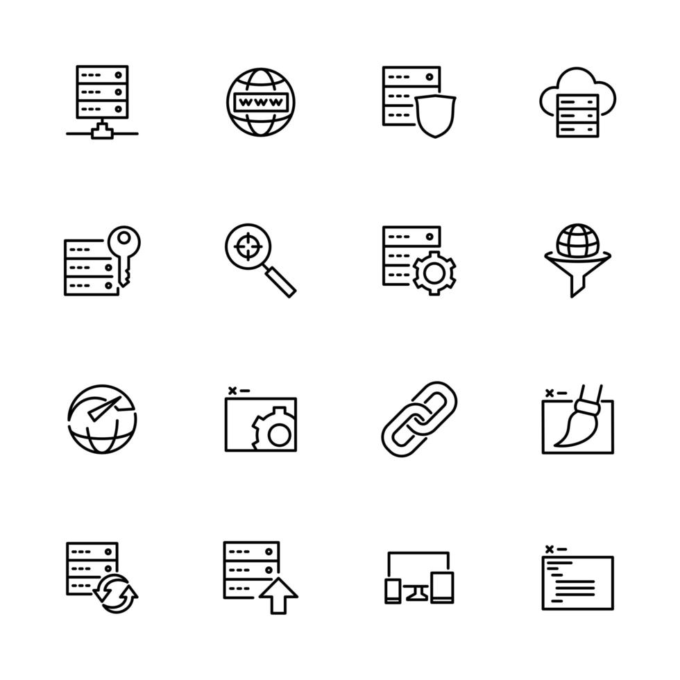 conjunto de iconos de línea relacionados con el servicio web vector