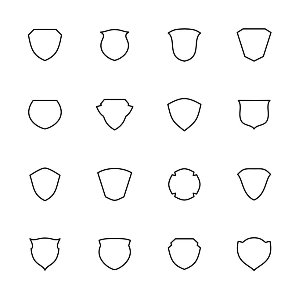 Line Icons of Shields Collection vector