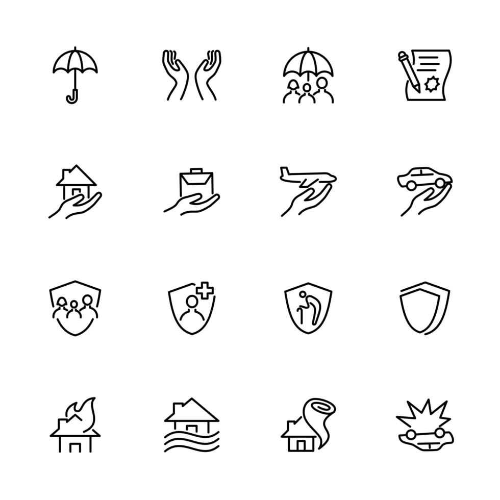 Line Icon Set of Protection Company vector