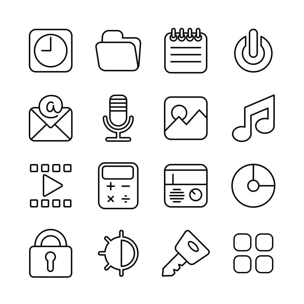 iconos de línea para interfaz de teléfono inteligente o diseño de tema vector