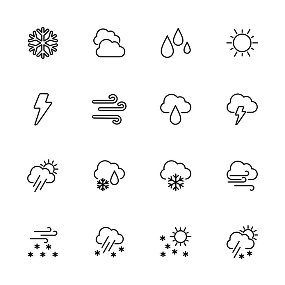 Line Icon Set of Weather Symbol vector