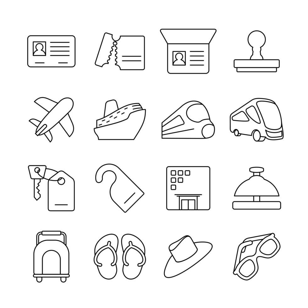 Line Icon Set of Chronological Cross Nation Traveling vector