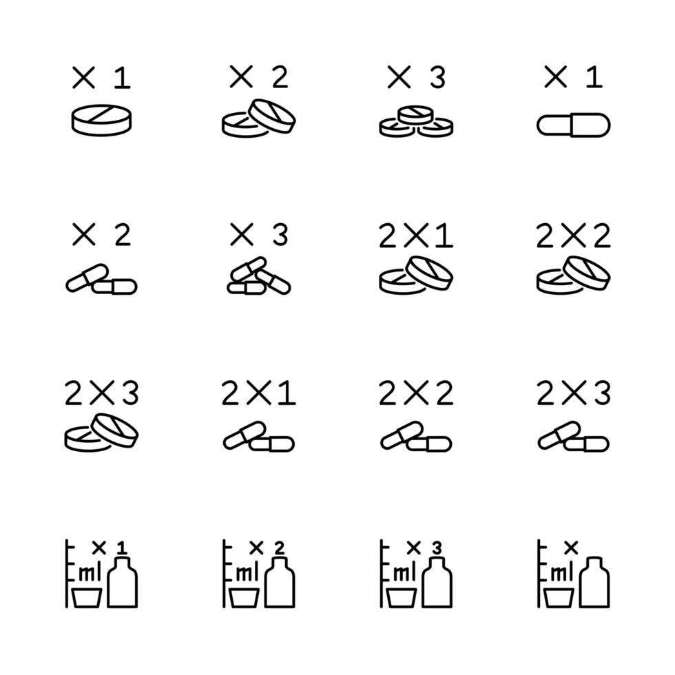 Line Icons Related to Medicine Dosage Prescription Template vector