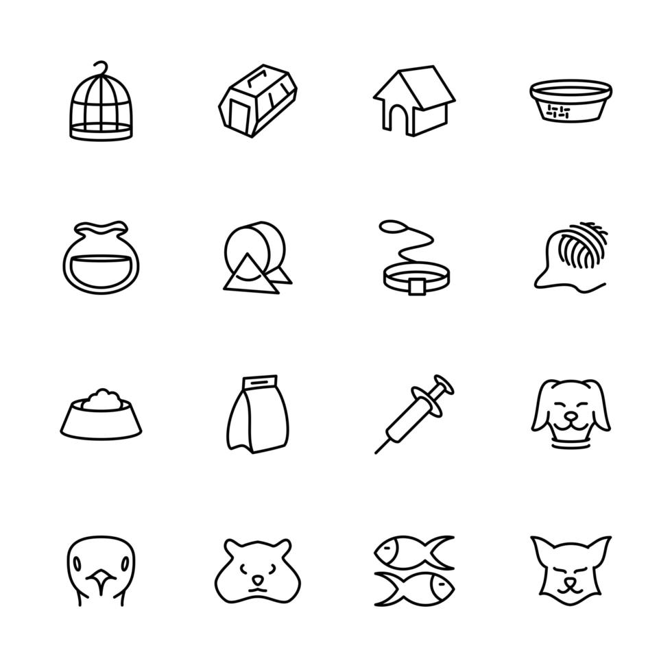 Line Icons Set for Pet Activities and Care vector