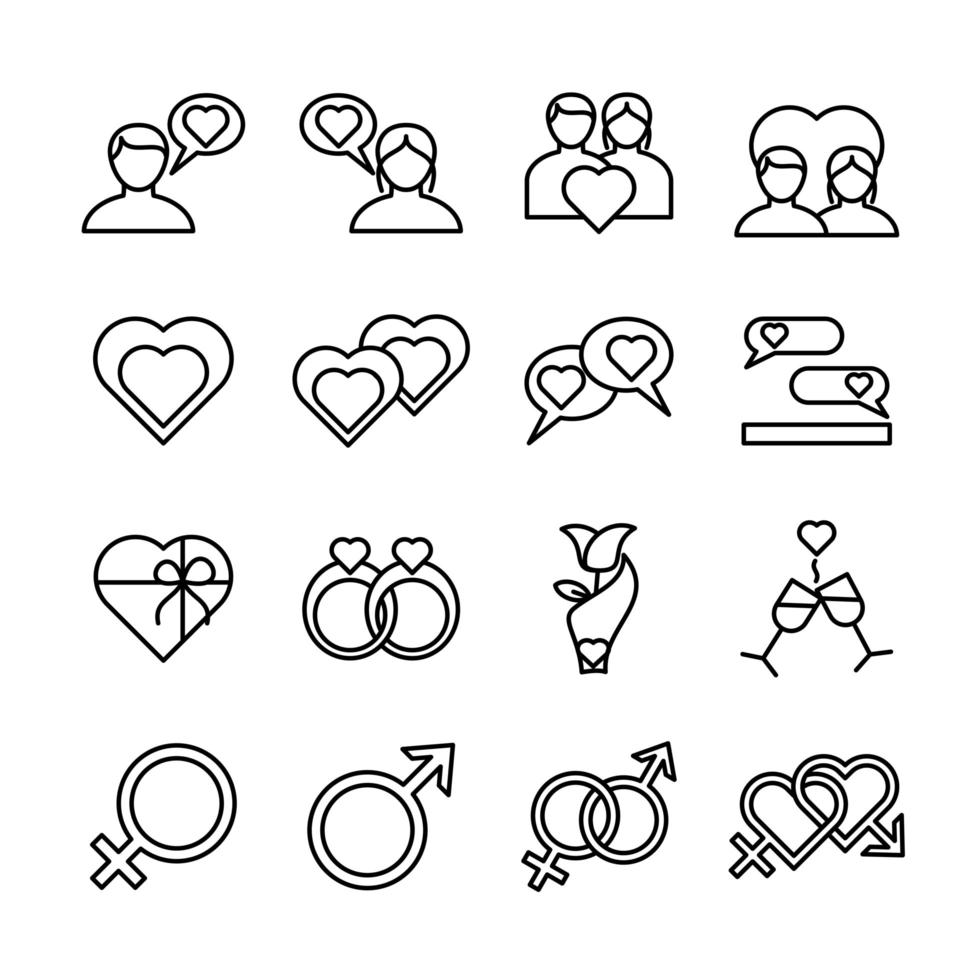 Relationship Line Icon Set vector