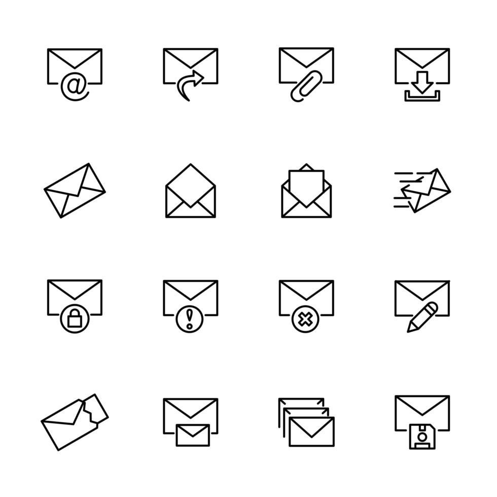 Line Icon Set of Envelopes vector