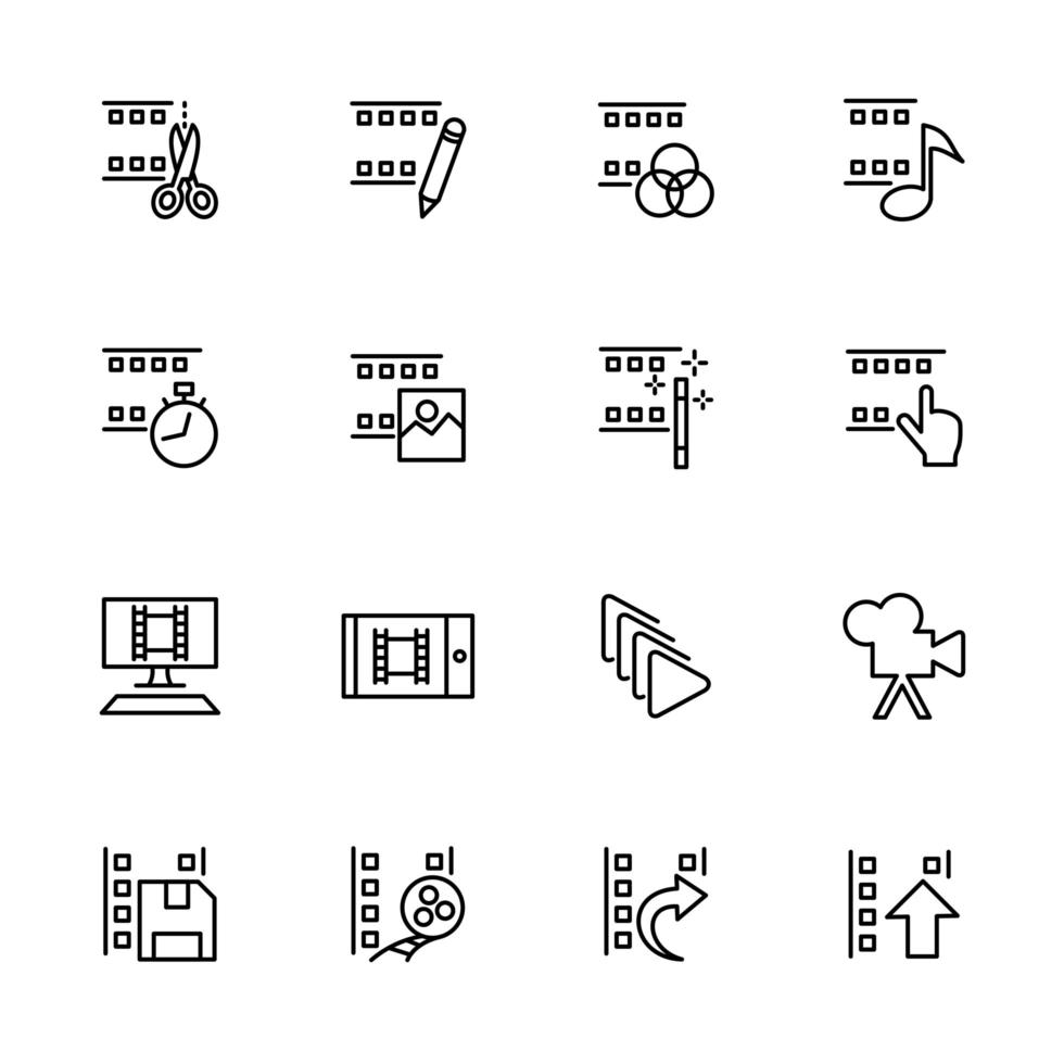 Line Icon Set Related of Video Editing vector