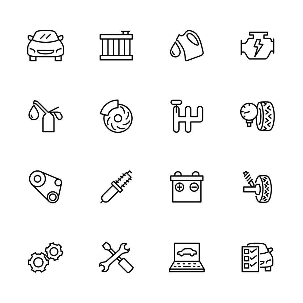 Line Icon Set Related to car Repair, Maintenance Service vector