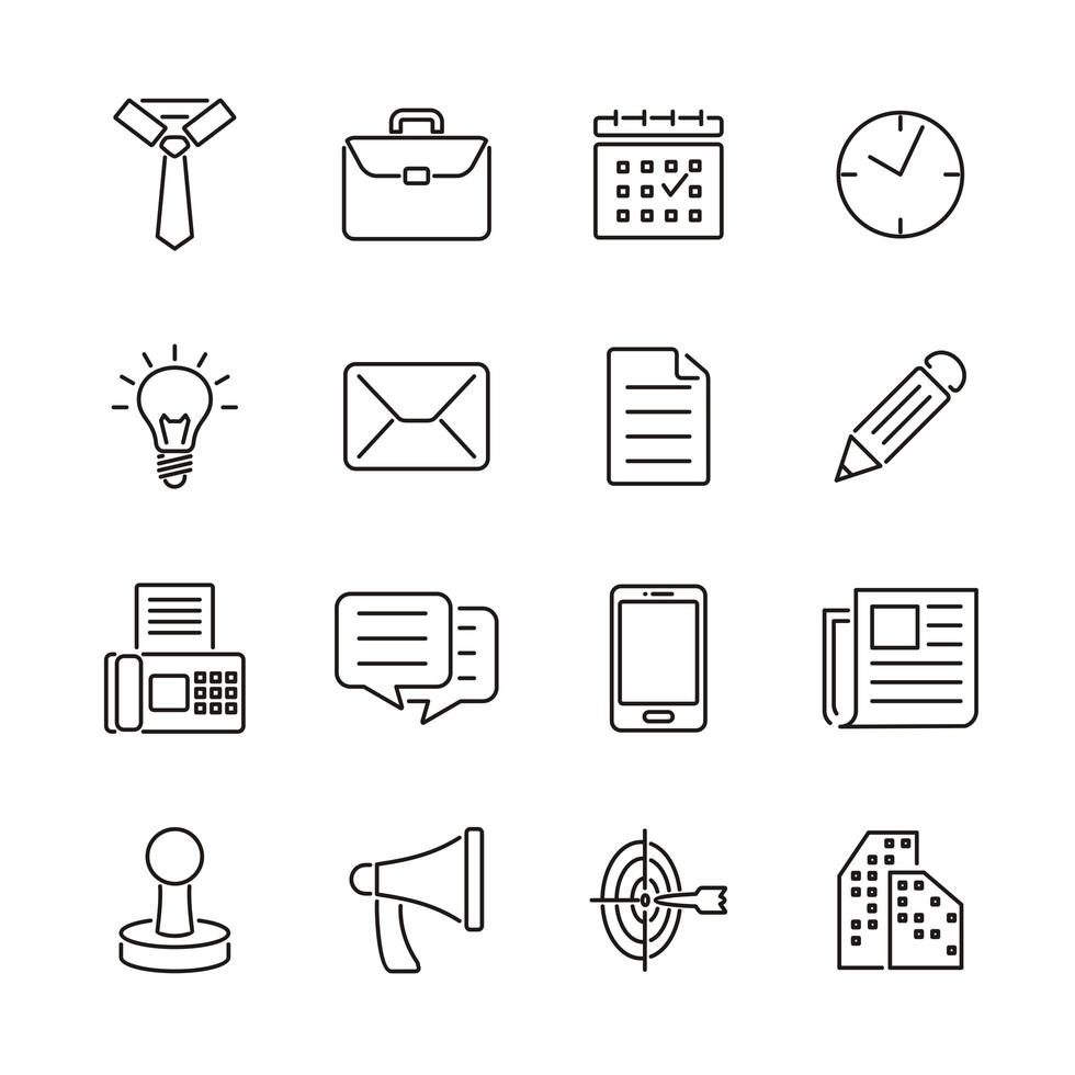 Outline Icons Related to Business and Office vector