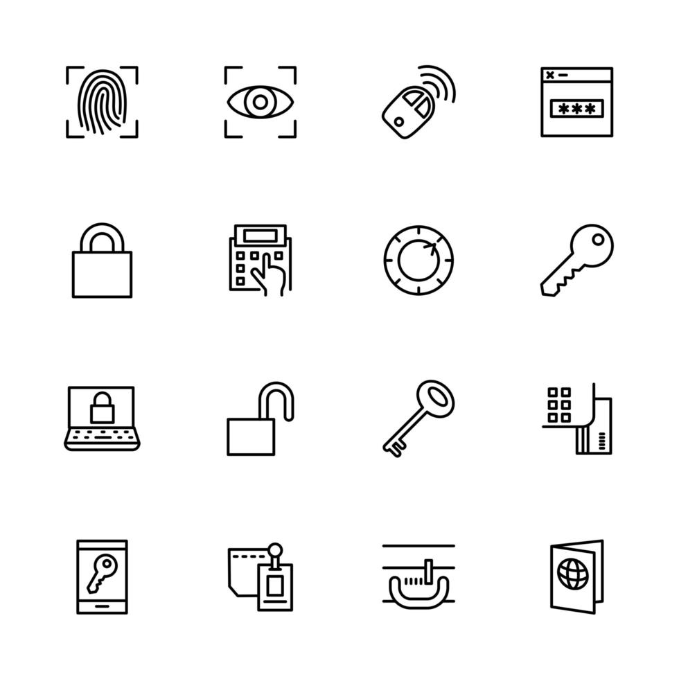 Line Icon Set Related to Authorization vector