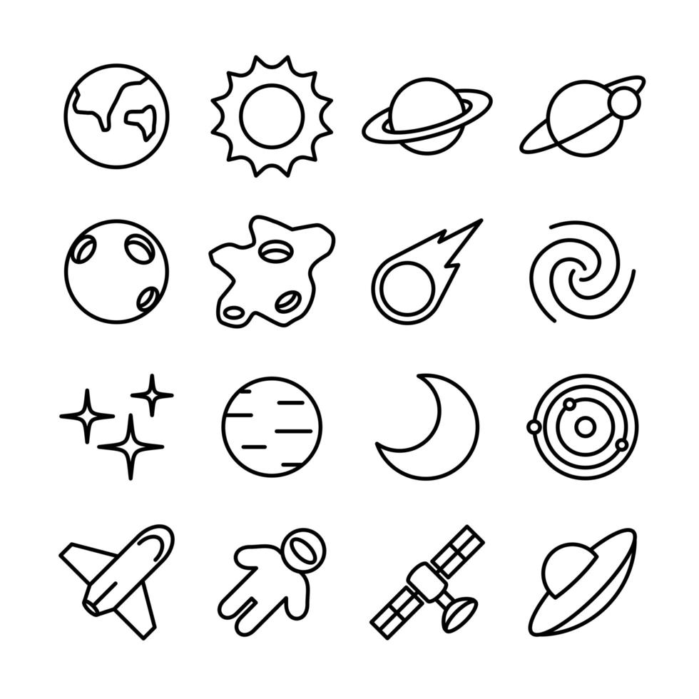 Line Icon Set Related to Outer Space vector