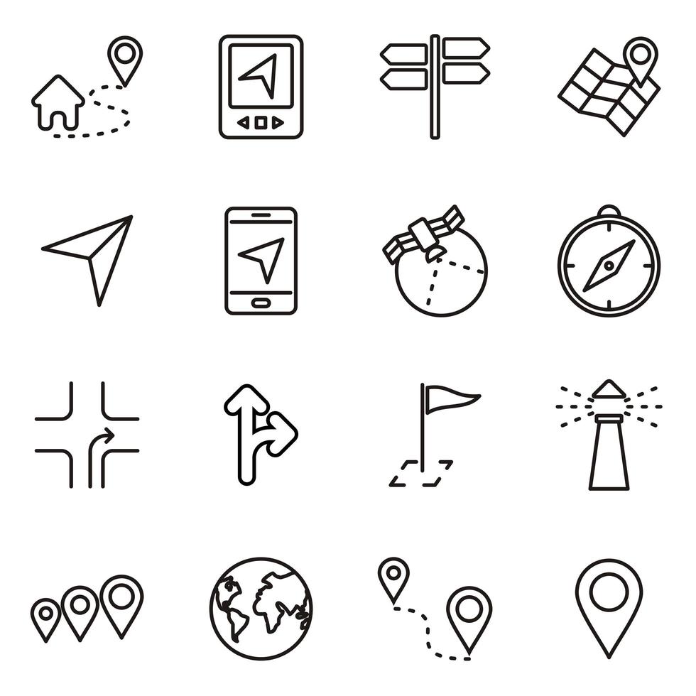 Navigation Technology Icon Set vector