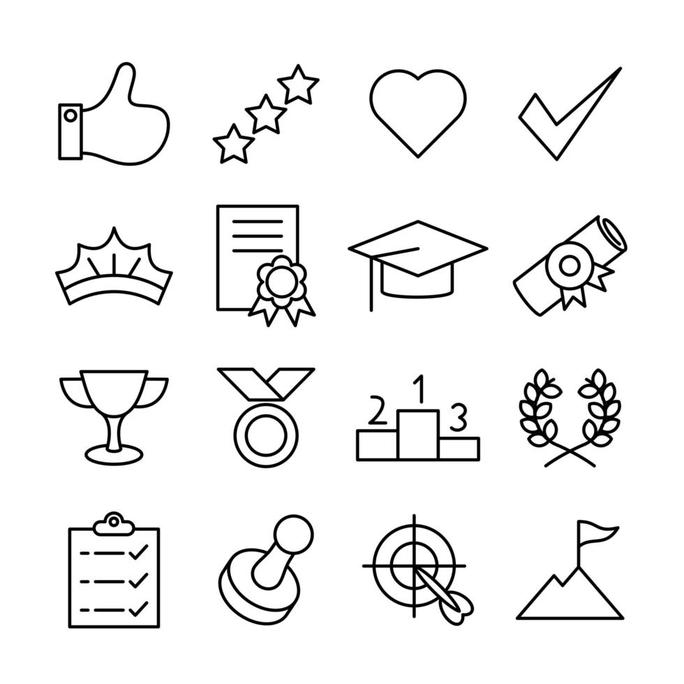 Line Icon Set Expression of Achievement vector