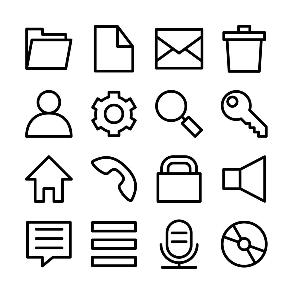 Line Icon Set Related of Popular Operating System User Interface vector