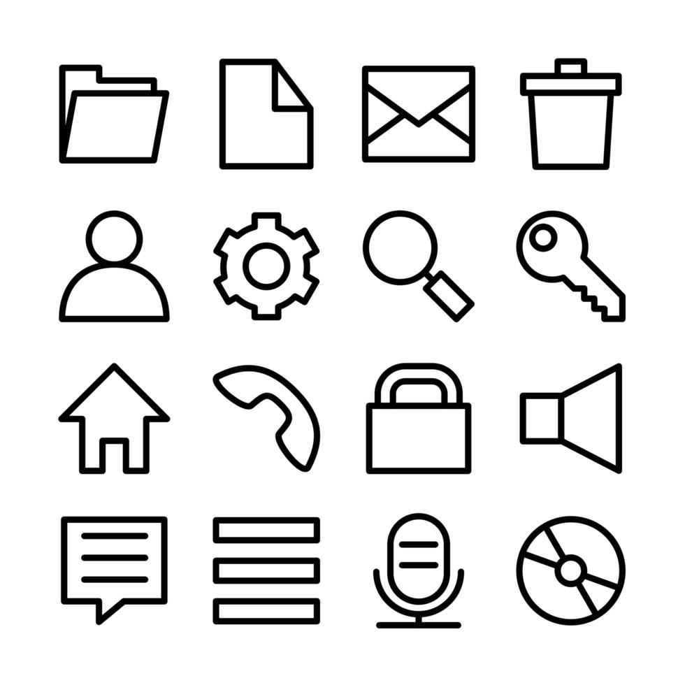 Line Icon Set Related of Popular Operating System User Interface vector